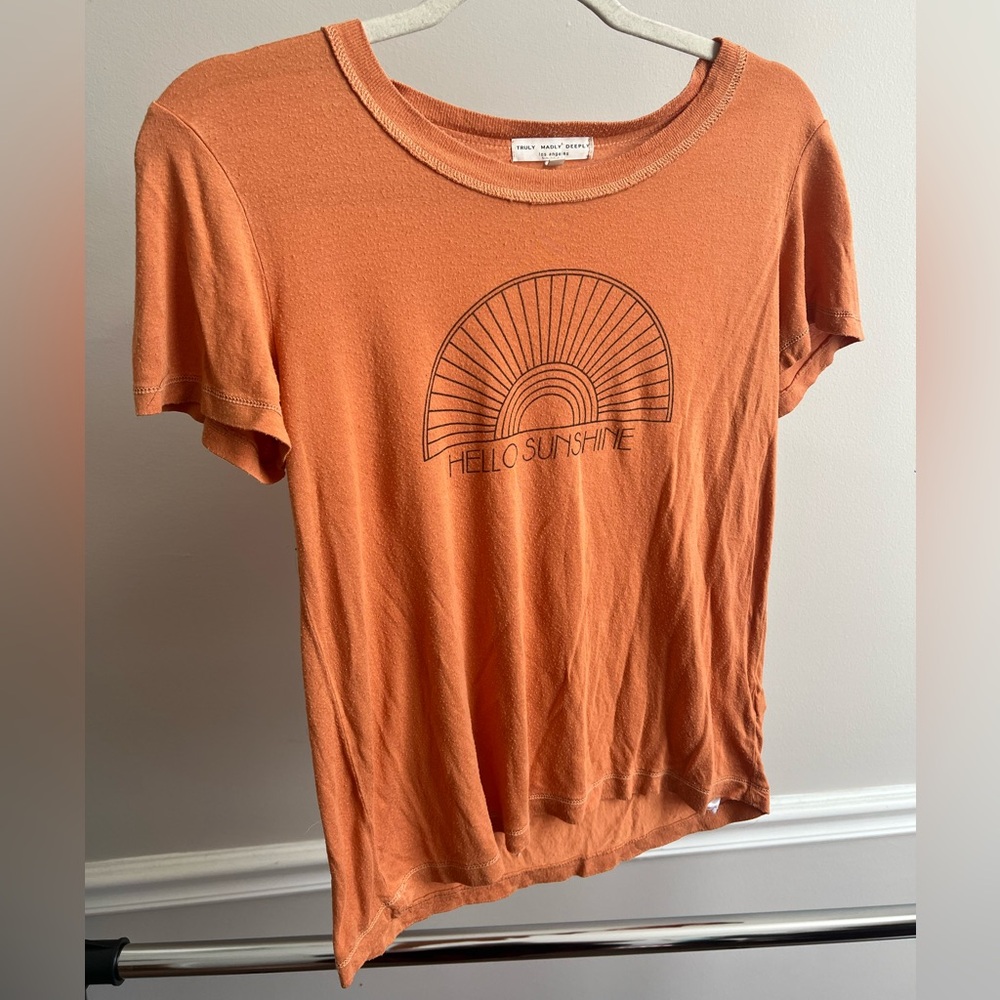 super soft hello sunshine orange t shirt